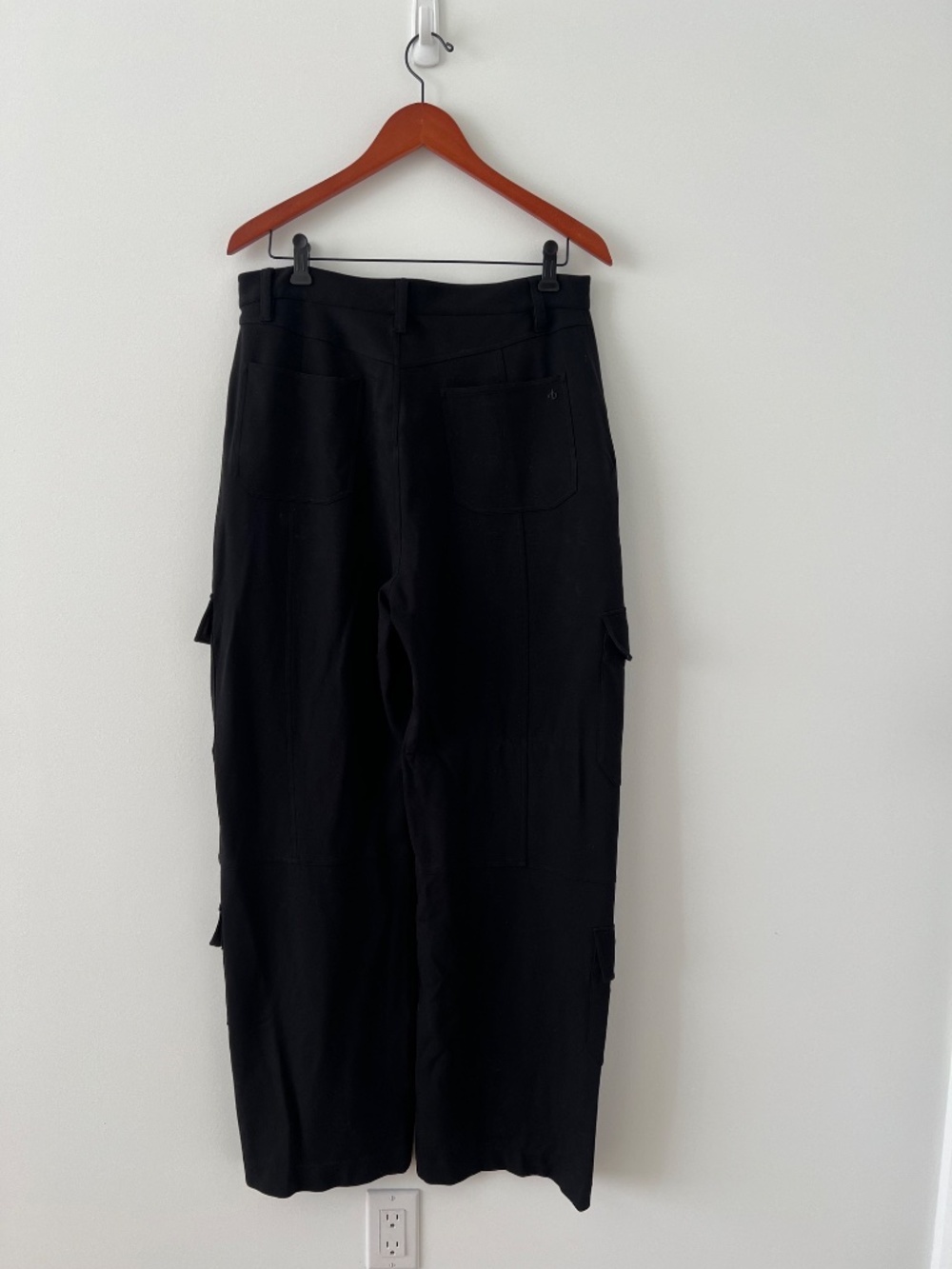 rag & bone Black Wide Leg Cargo Pants L High Rise Stretch Viscose Multi Pocket - Picture 5 of 9
